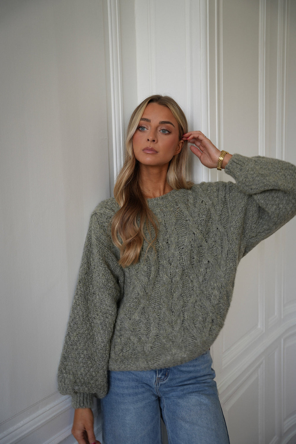 Pull Torsadé Santana - Kaki Clair