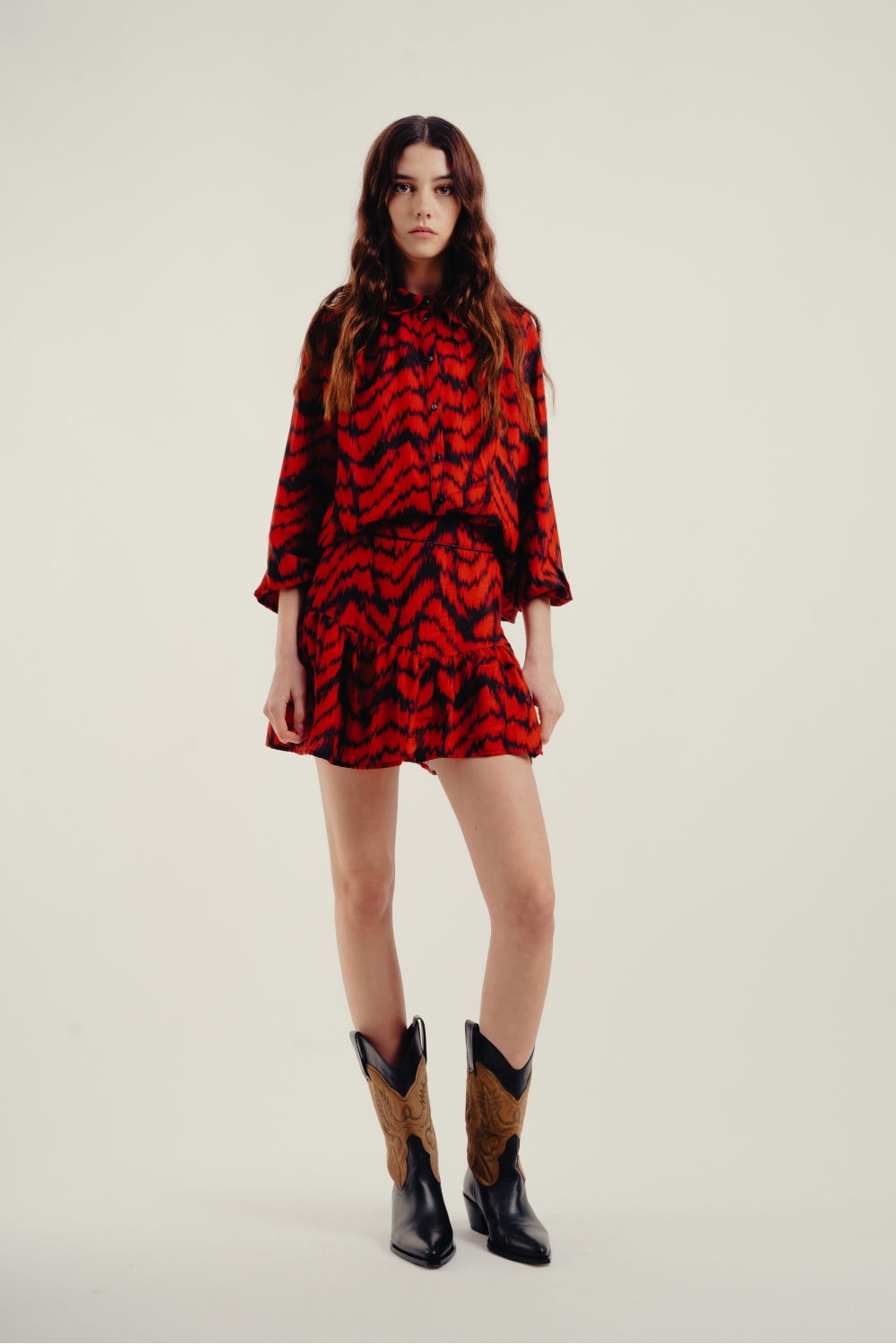 La Blouse Jill Zèbre Ethnique Rouge