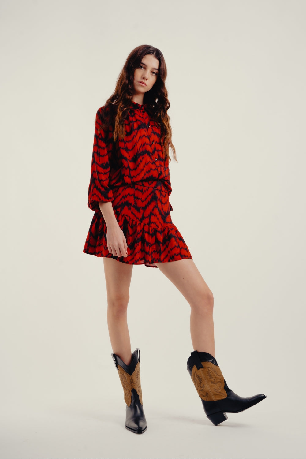 La Blouse Jill Zèbre Ethnique Rouge