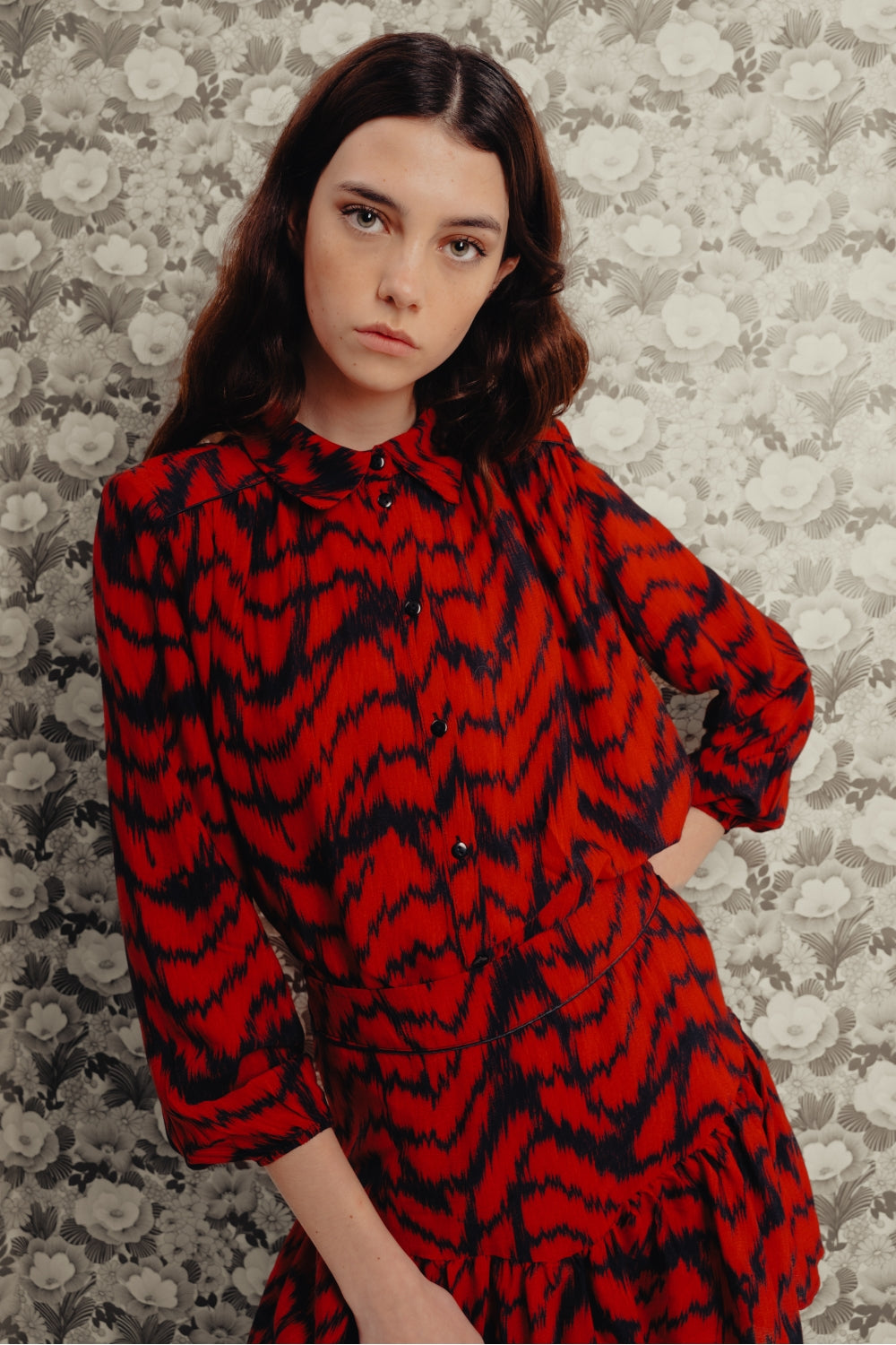 La Blouse Jill Zèbre Ethnique Rouge