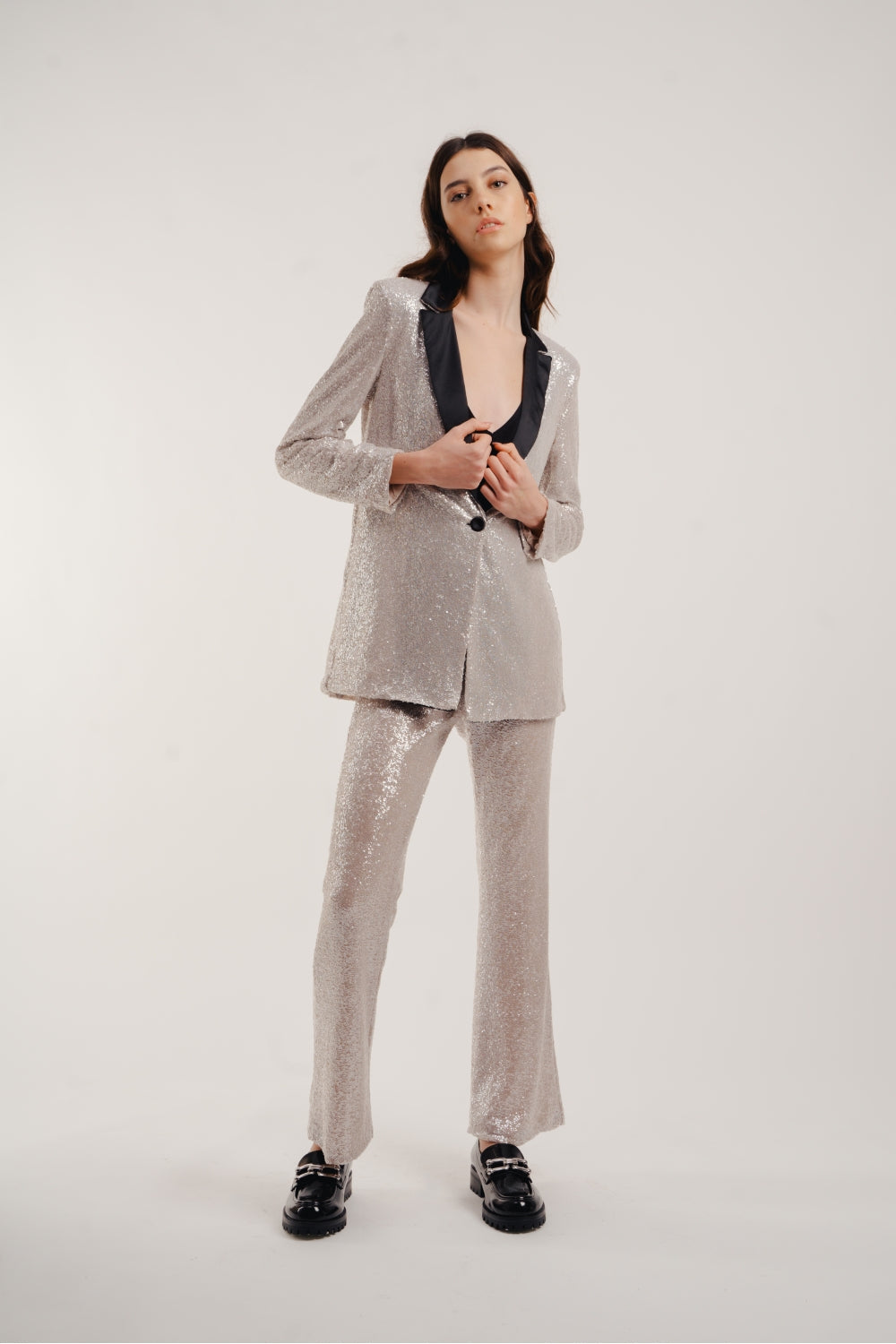 Le Pantalon Edwin Gris A  Paillettes