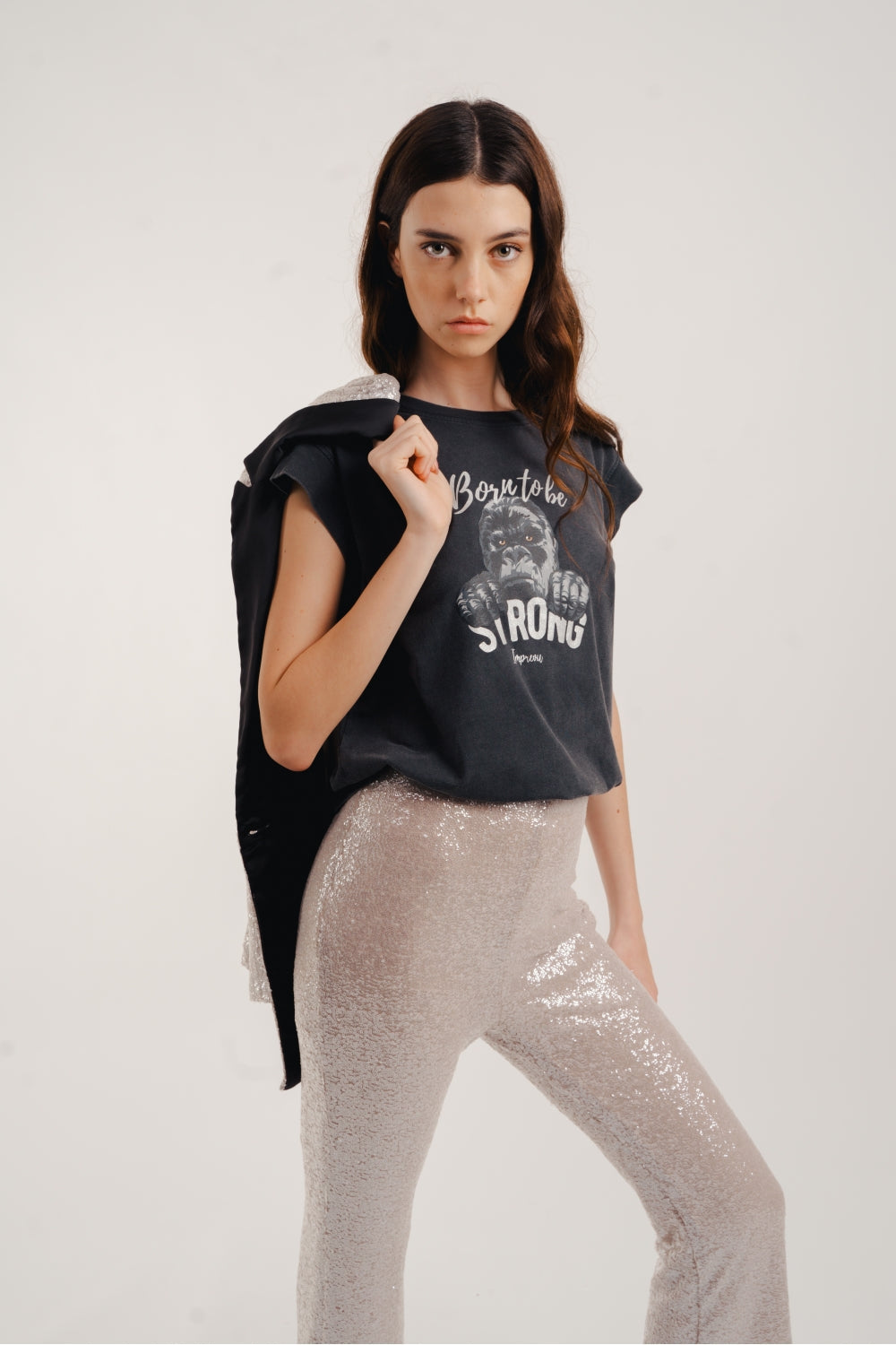 Le Pantalon Edwin Gris A  Paillettes