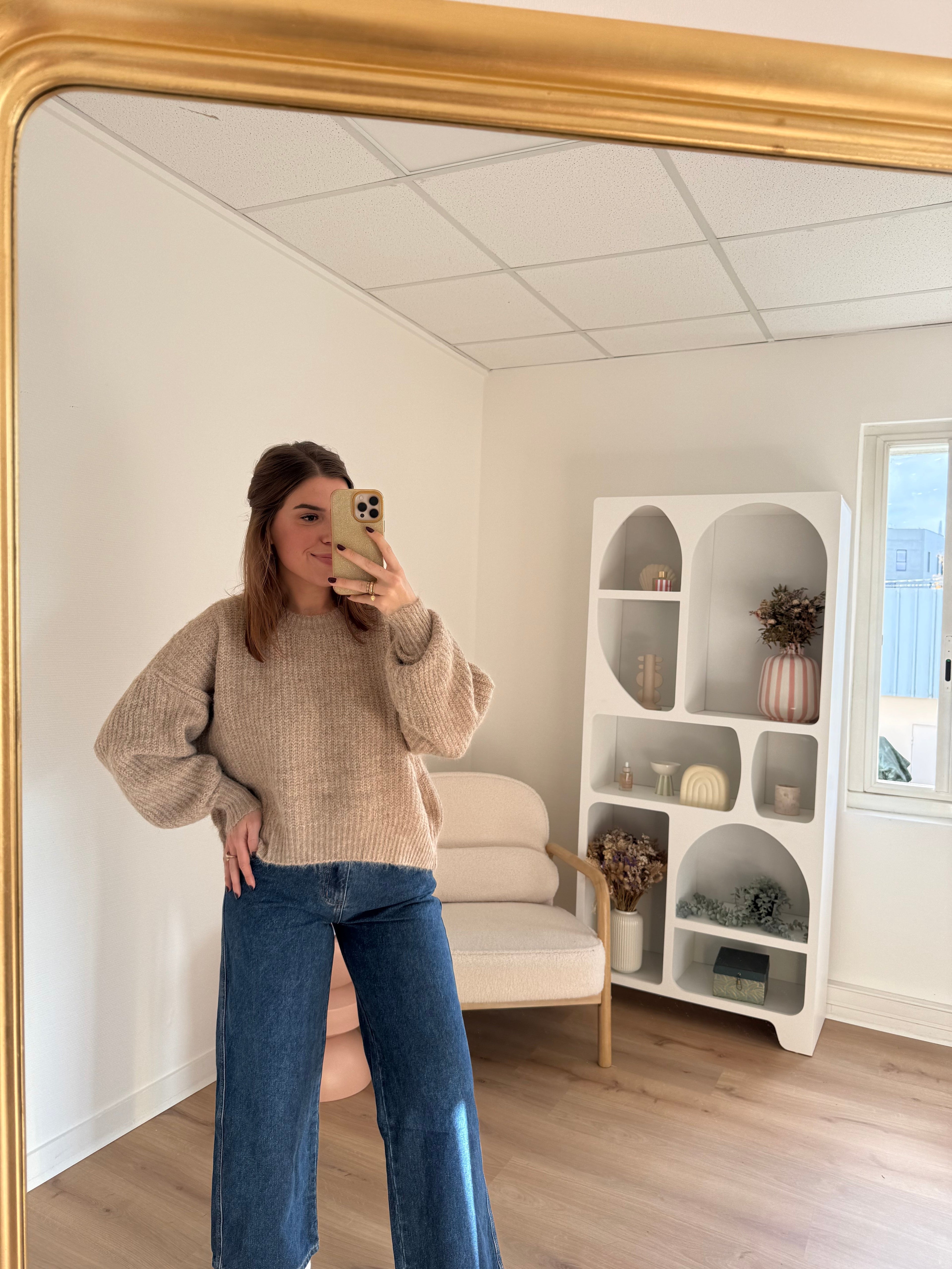 Pull En Maille Jade Taupe