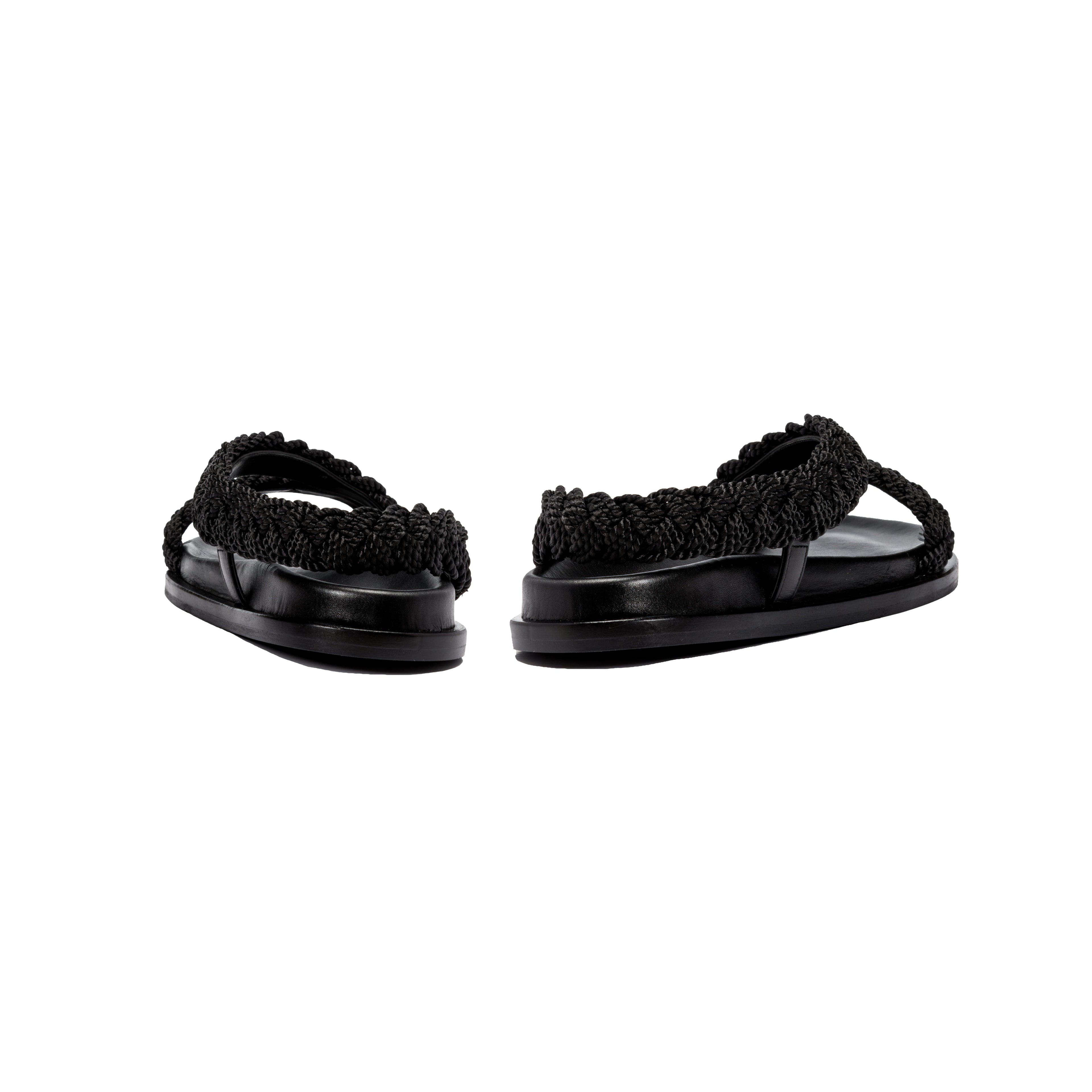 Black Ronda 20Mm Flatform Asymmetrical Sandal