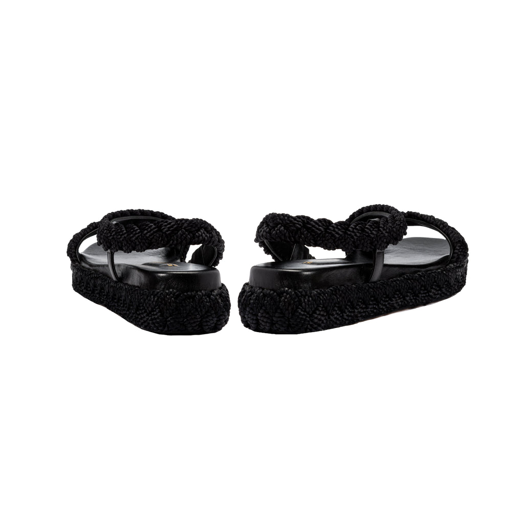 Black Ronda 20Mm Flatform Asymmetrical Sandal