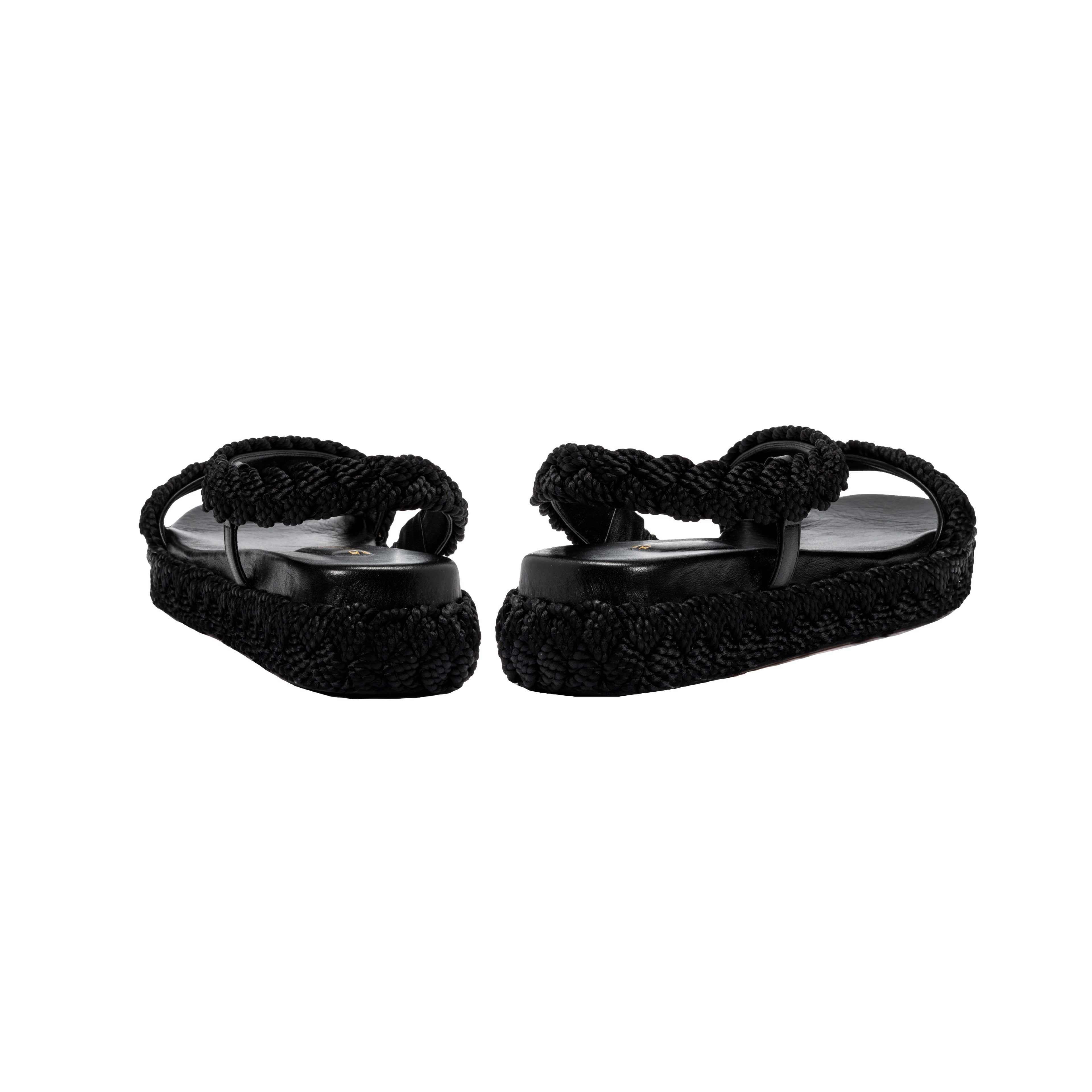 Black Ronda 20Mm Flatform Asymmetrical Sandal