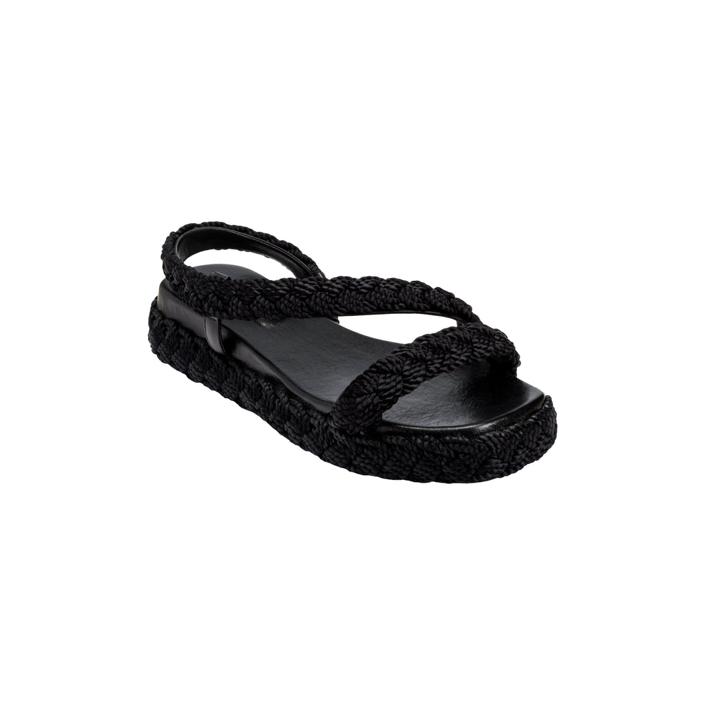 Black Ronda 20Mm Flatform Asymmetrical Sandal