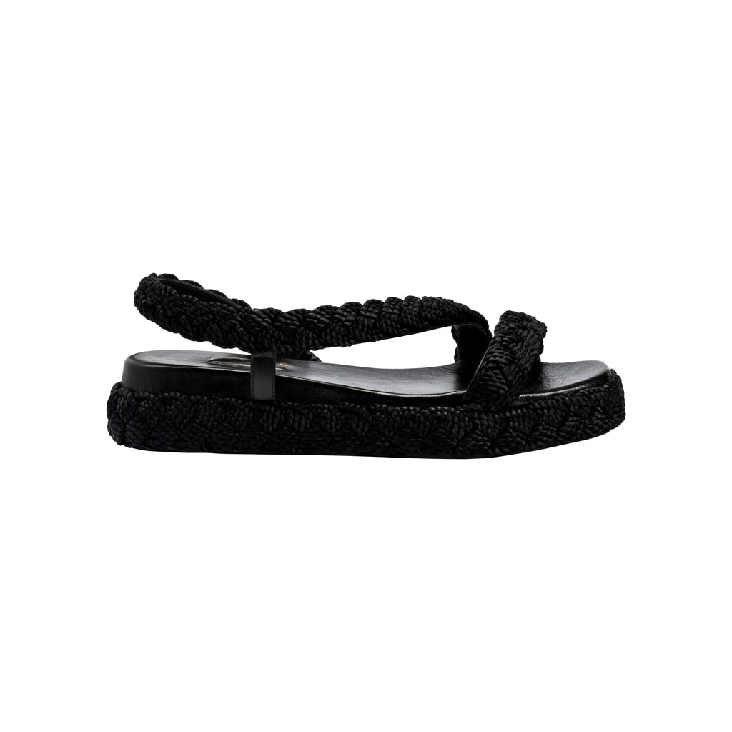 Black Ronda 20Mm Flatform Asymmetrical Sandal