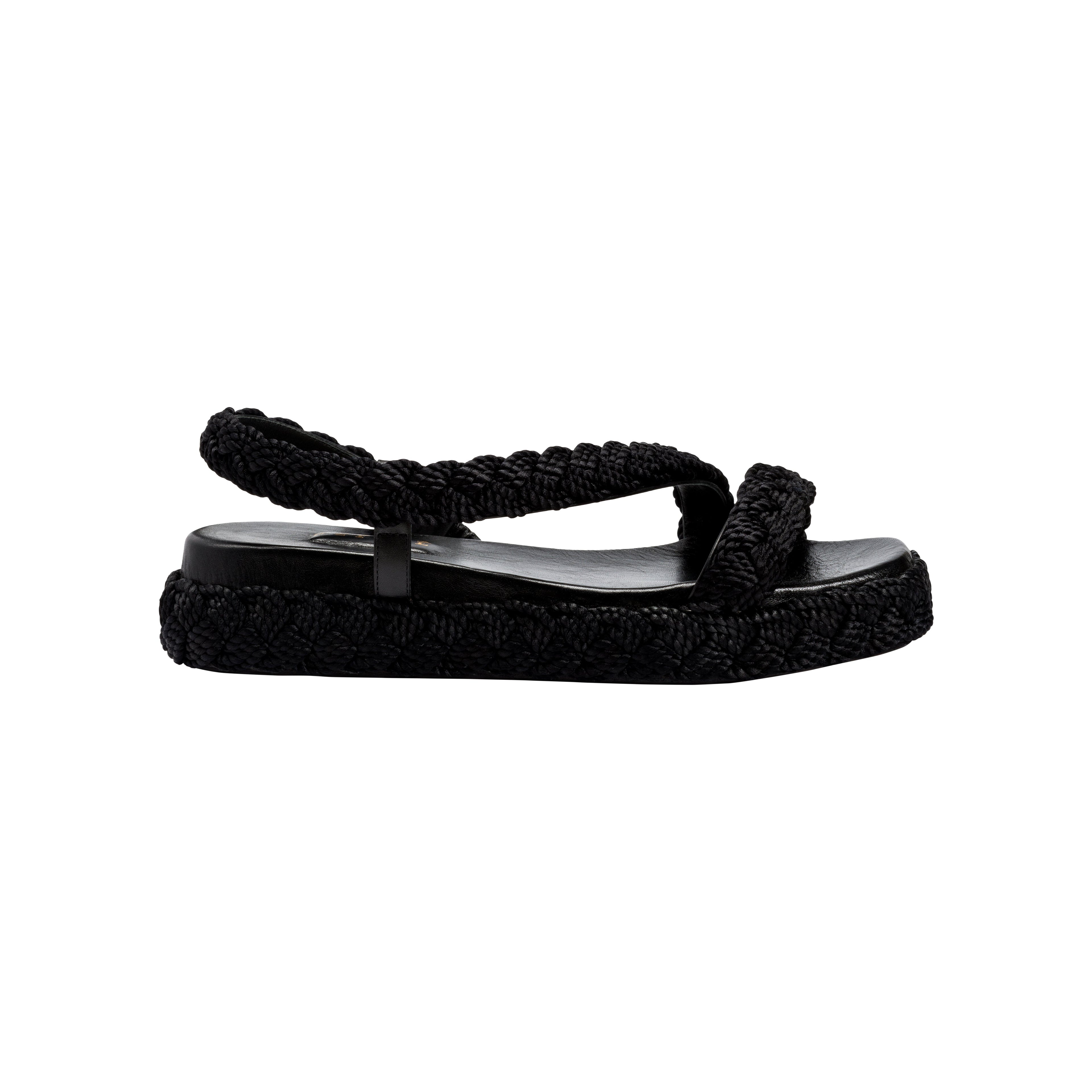 Black Ronda 20Mm Flatform Asymmetrical Sandal