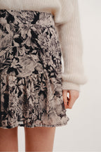 La Mini Jupe Rita Black Flower