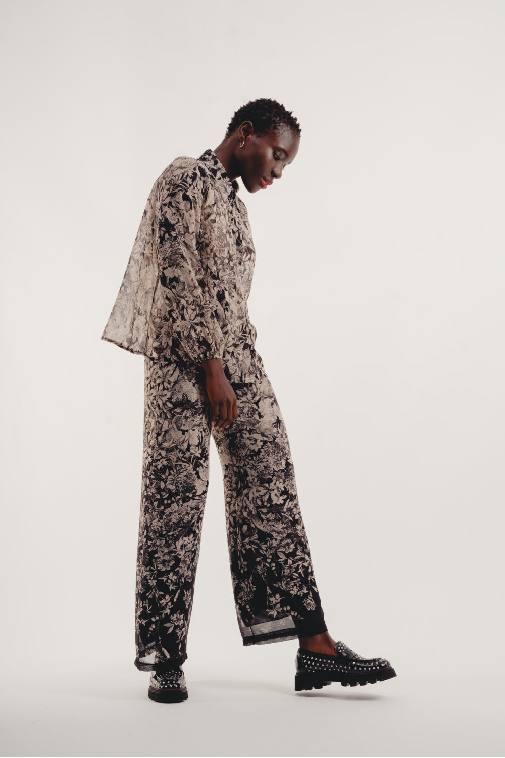 Le Pantalon Tracy Black Flower Noir