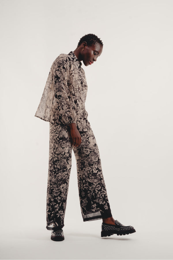 Le Pantalon Tracy Black Flower Noir