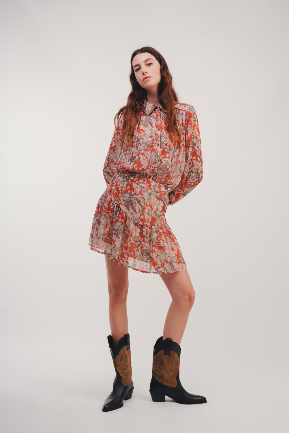 La Blouse Jill Black Flowers Rouge