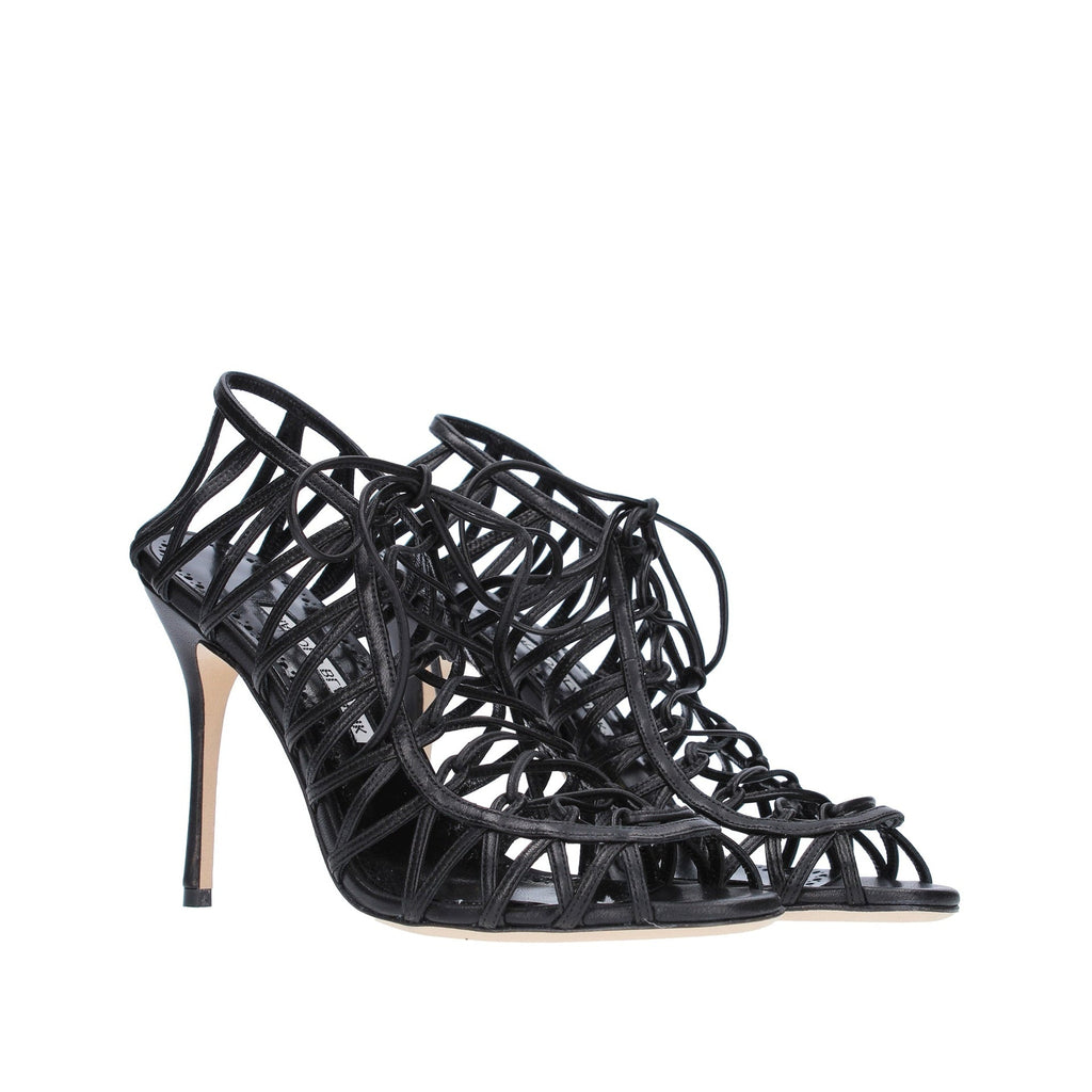 Manolo Blahnik Hamza 105 Leather Sandals - Black - Femme