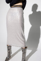 La Jupe Henriette Grise A  Paillettes