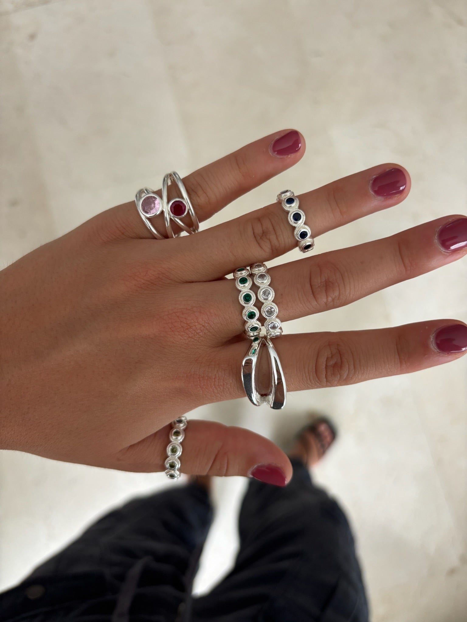 Bague Lágrima Blanco Plata
