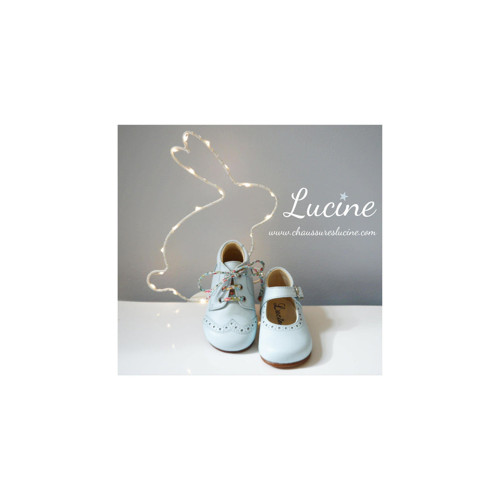 Chaussures Babies Charles Ix Alice À Boucle - Cuir Bleu Ciel - Fille