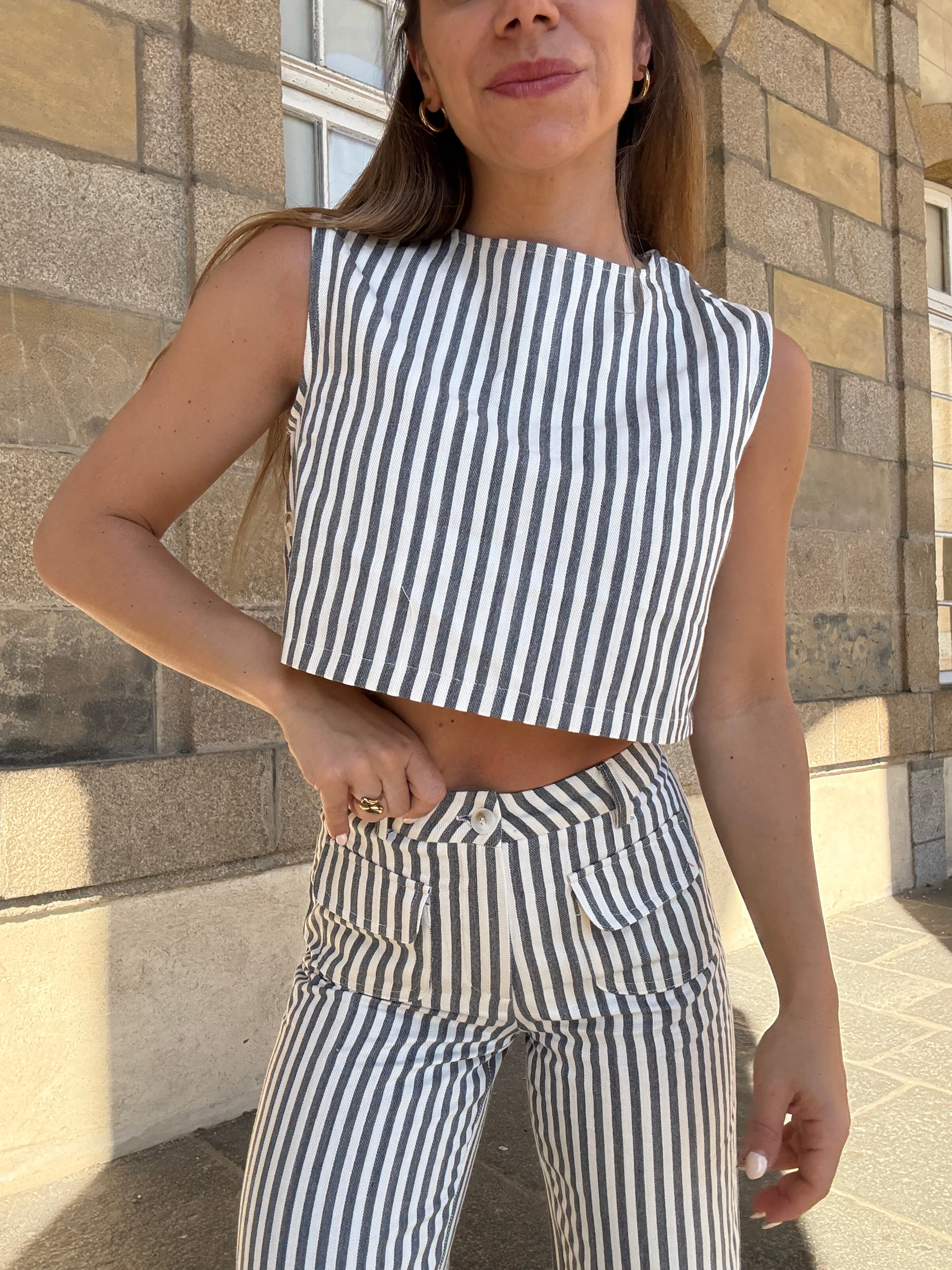 Top Rayé Marin Bleu