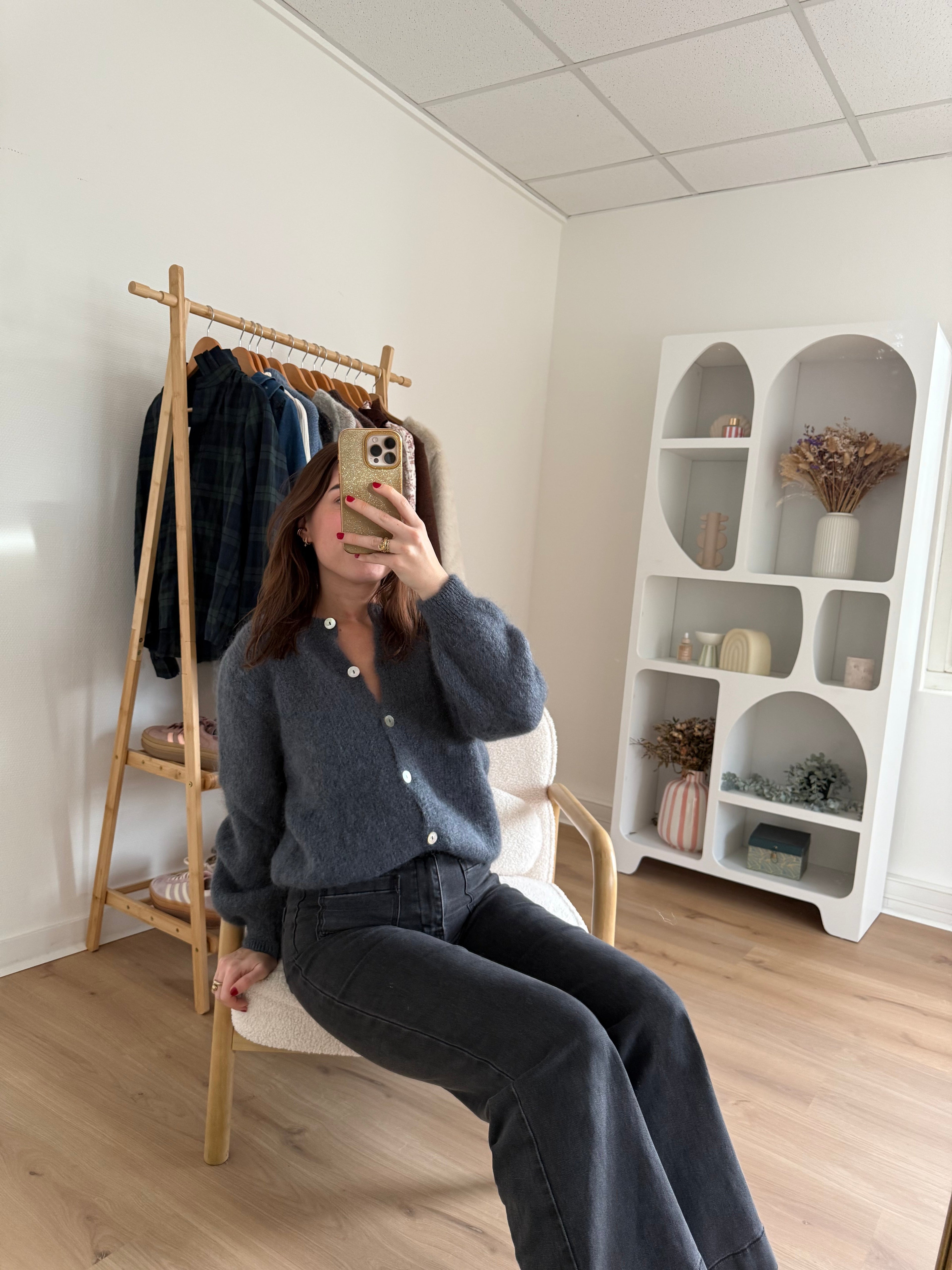 Maille En Laine Bianca Gris Foncé