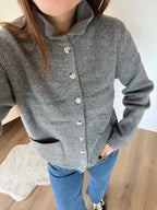 Cardigan À Col Colette Gris