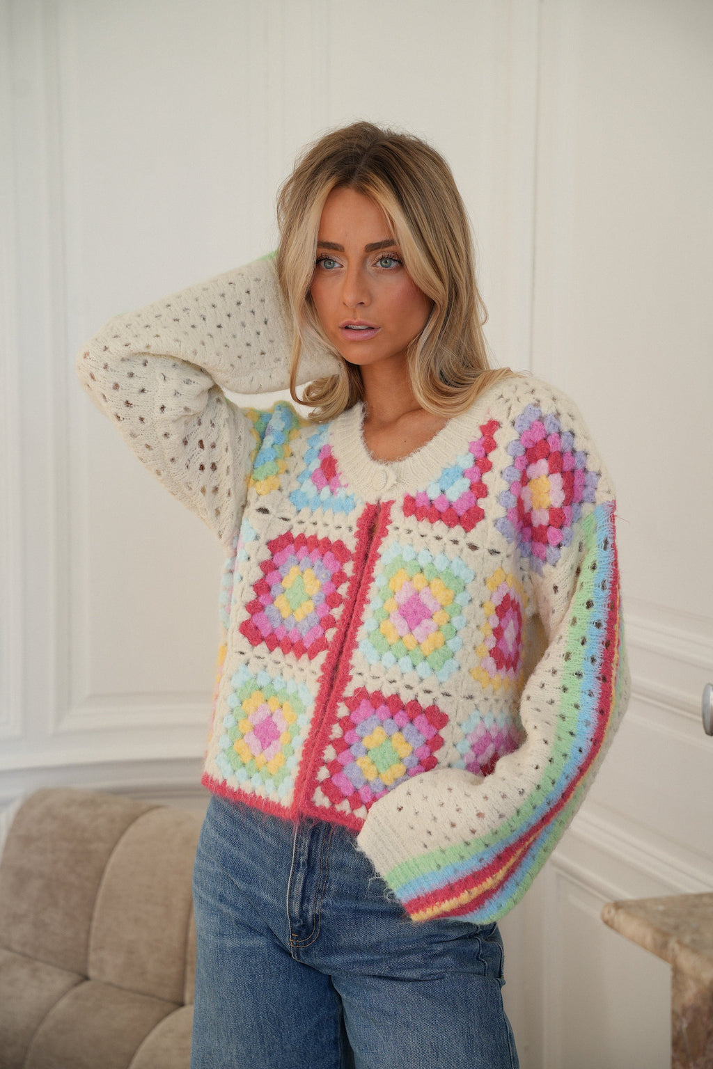 Gilet En Crochet Oliane - Coloré