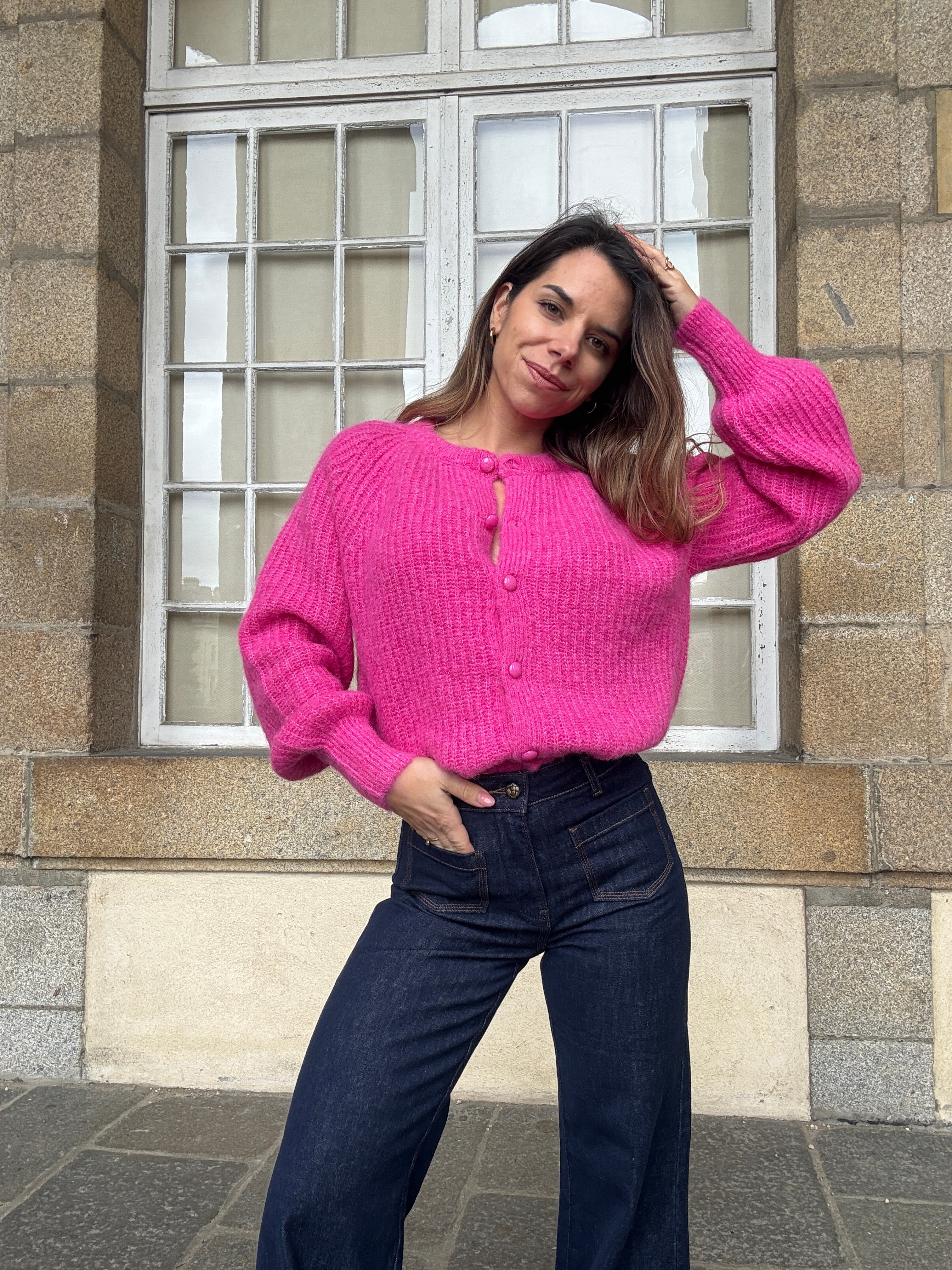 Cardigan Irène Fuschia