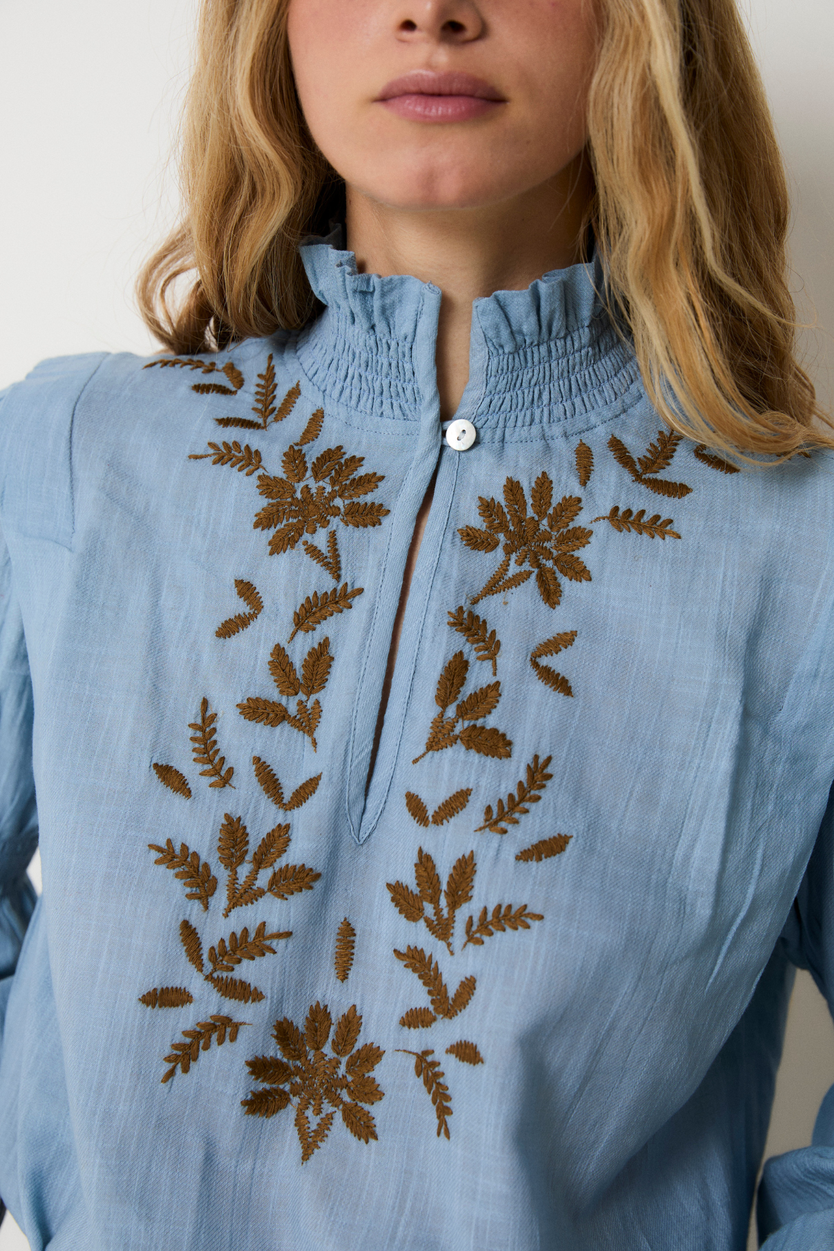 Blouse Lupe Broderie Bleu