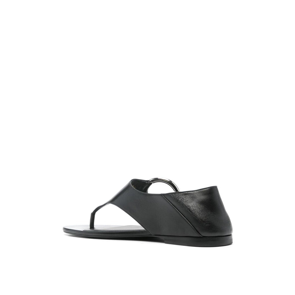 Sandales Saint Laurent Ring Leather - Black - Femme