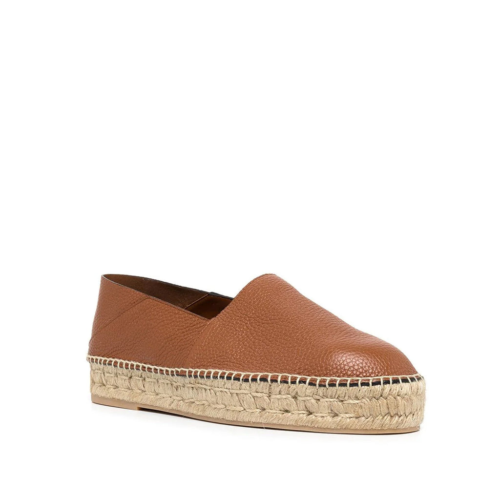 Espadrilles Valentino Garavani Logo-Plaque Leather - Brown - Homme