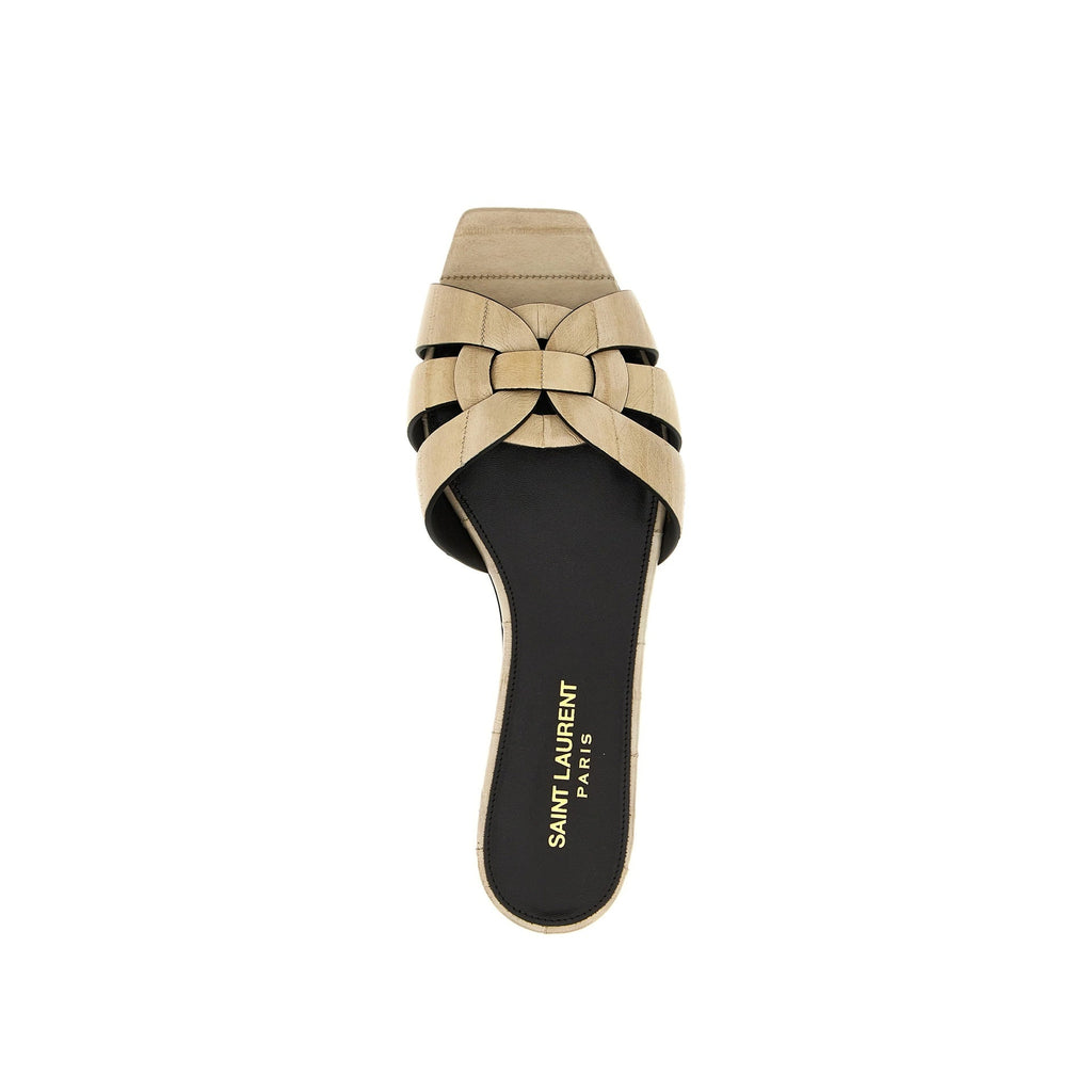 Sandales - Saint Laurent Tribute Eel Leather Flat - Beige