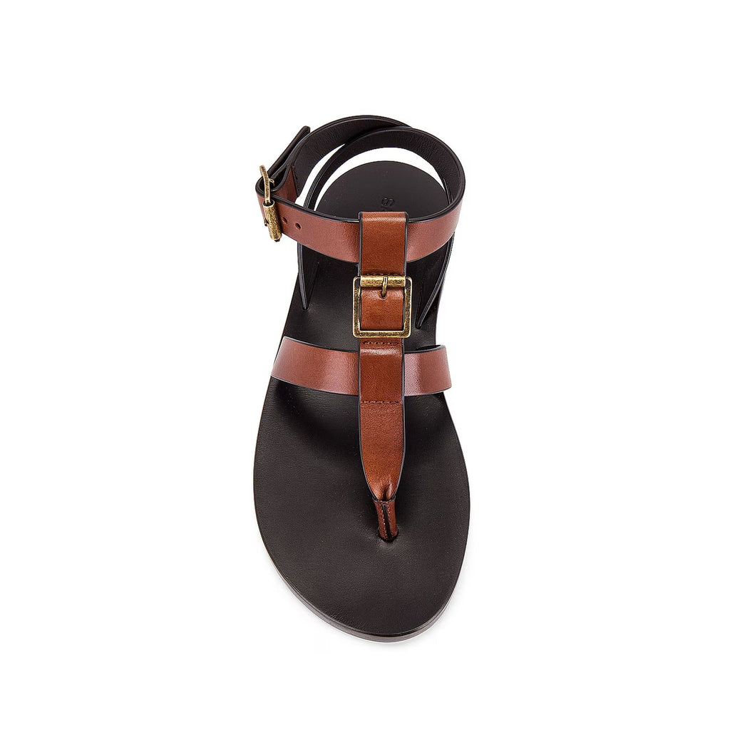 Sandales Saint Laurent Hardy Leather - Brown - Femme