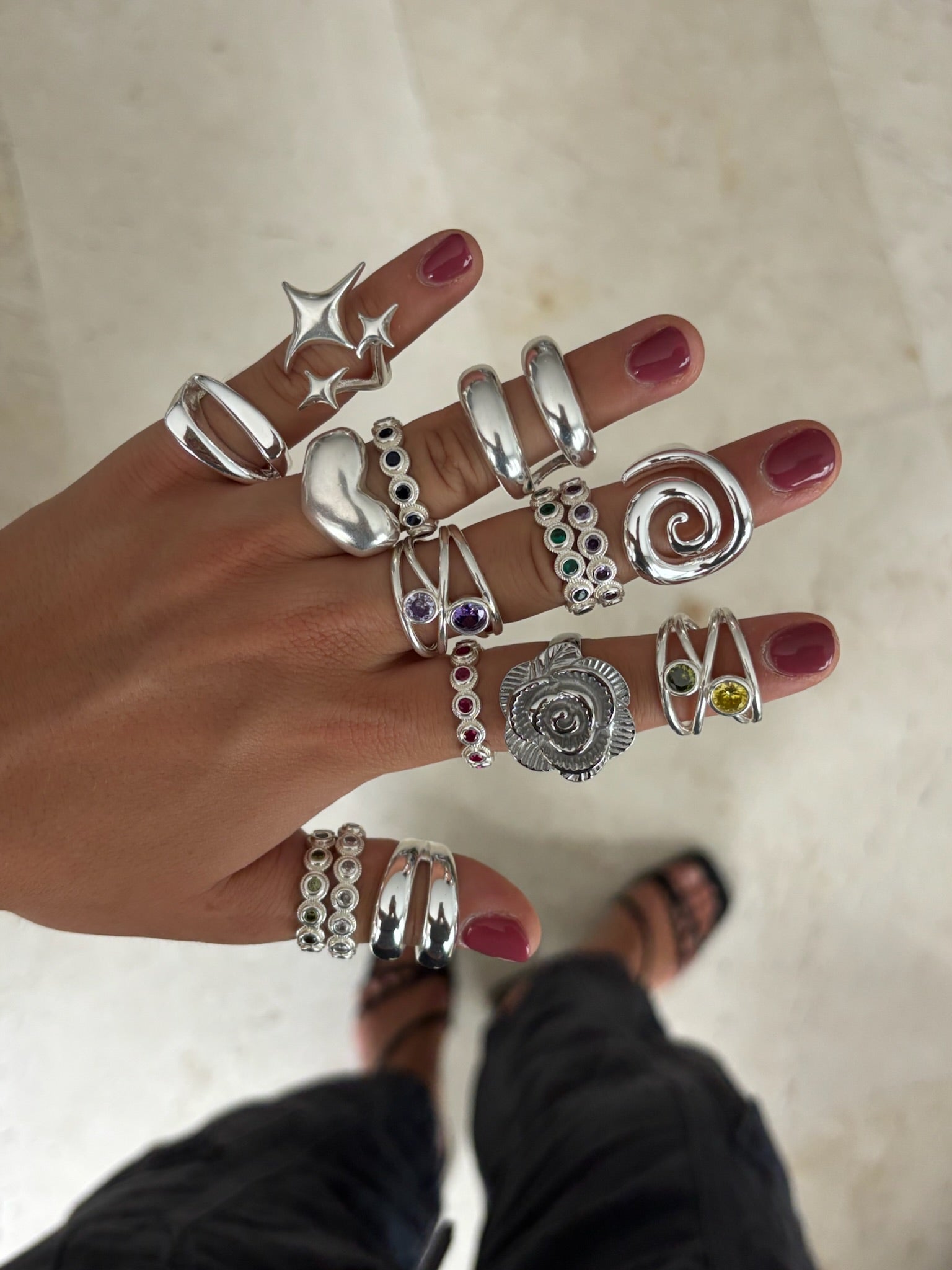 Bague Triple Star Plata