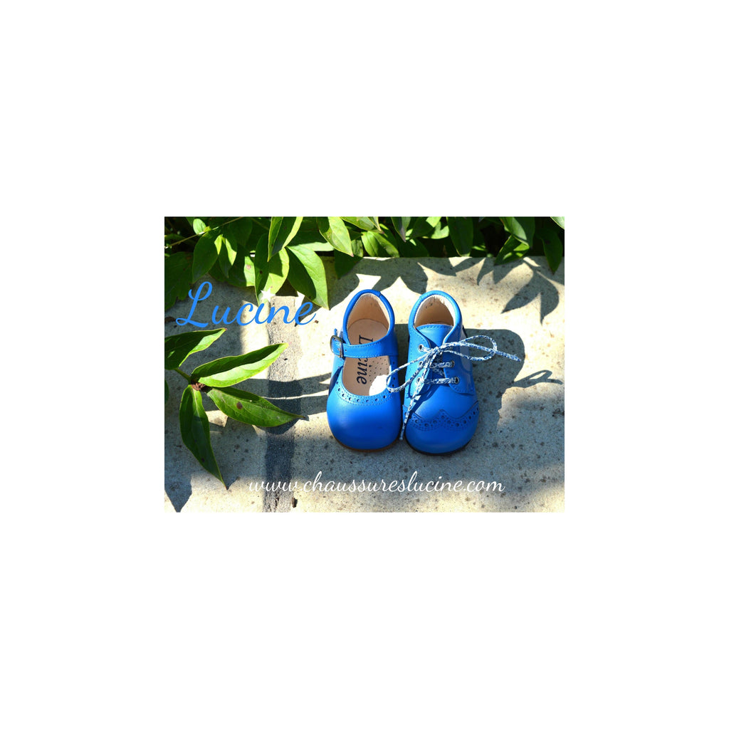 Chaussures Babies Charles Ix Alice À Boucle - Cuir Bleu Royal - Fille