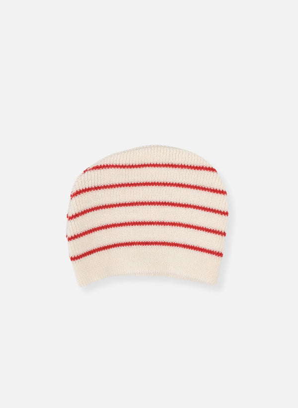 Bonnet En Laine Mélangée Petits Marins - Écru À Rayures Rouges