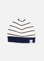 Bonnet À Revers Court - Écru À Rayures Marines