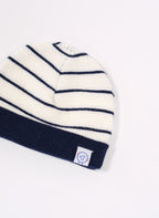 Bonnet À Revers Court - Écru À Rayures Marines