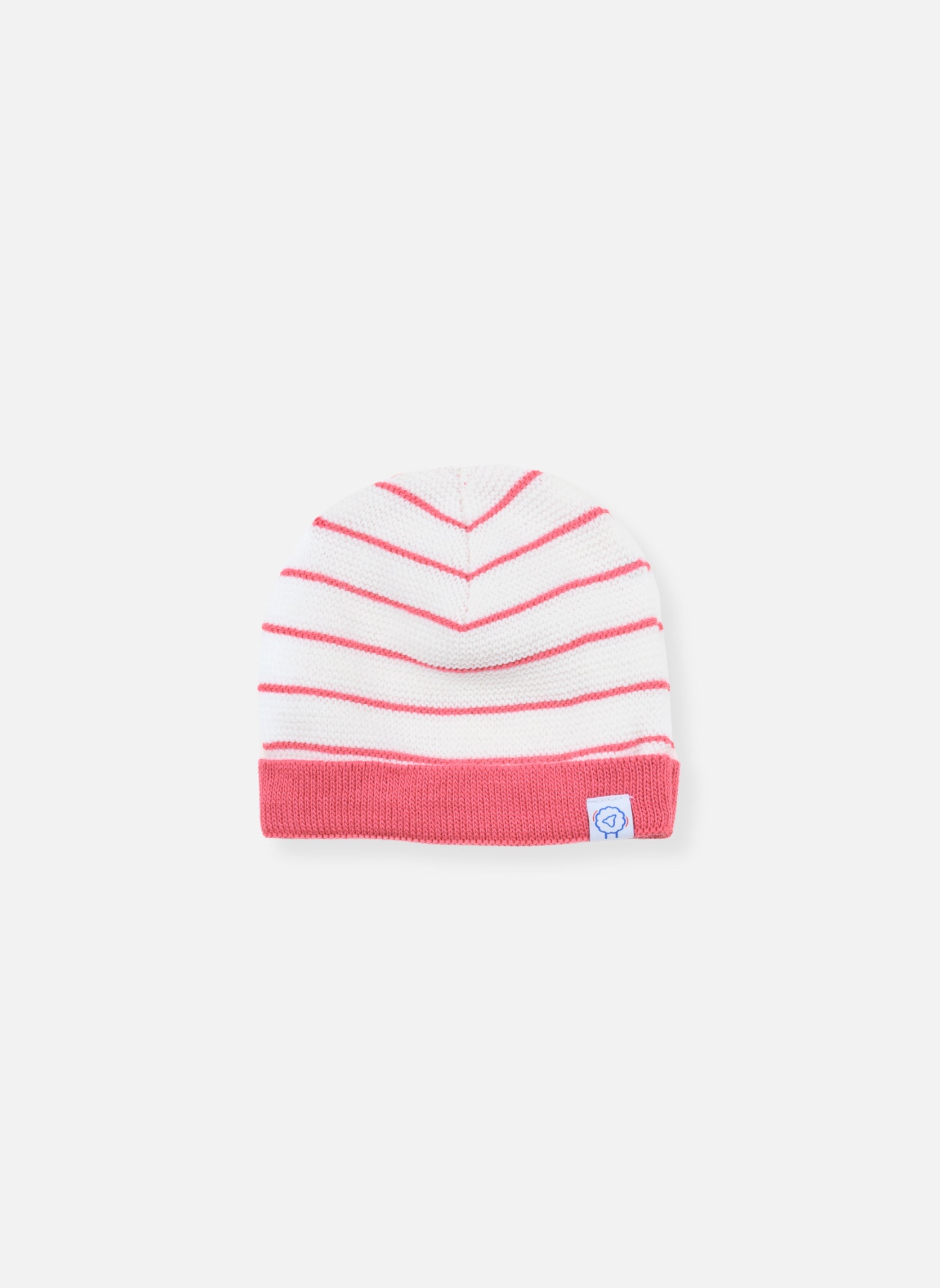 Bonnet À Revers Court - Écru À Rayures Fuchsia