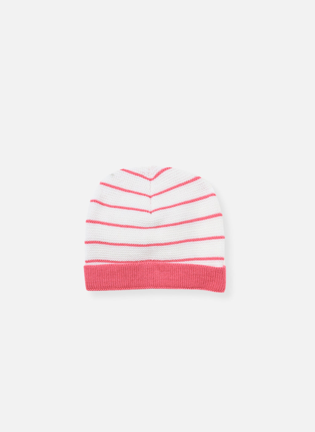 Bonnet À Revers Court - Écru À Rayures Fuchsia