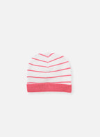 Bonnet À Revers Court - Écru À Rayures Fuchsia