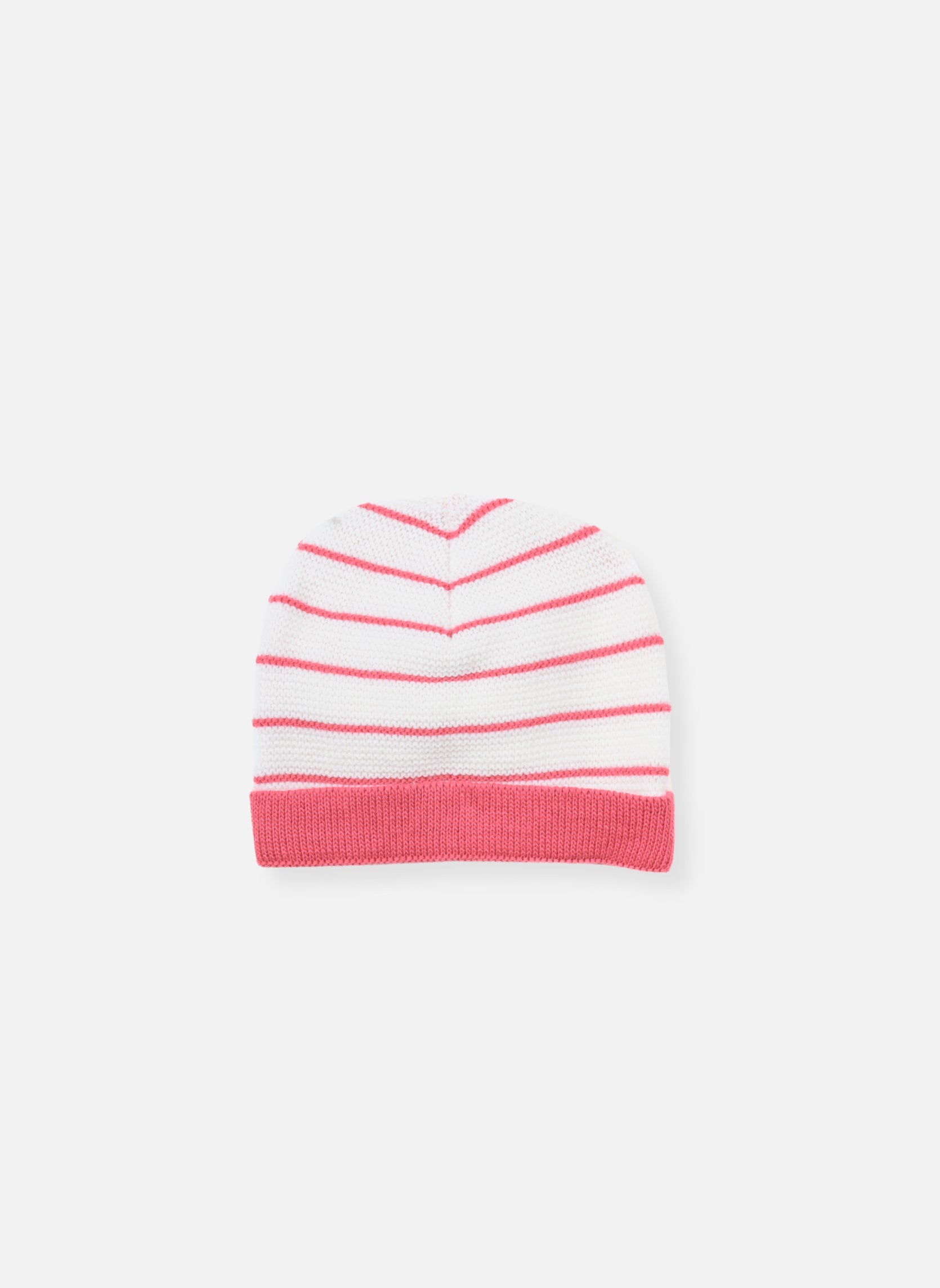 Bonnet À Revers Court - Écru À Rayures Fuchsia