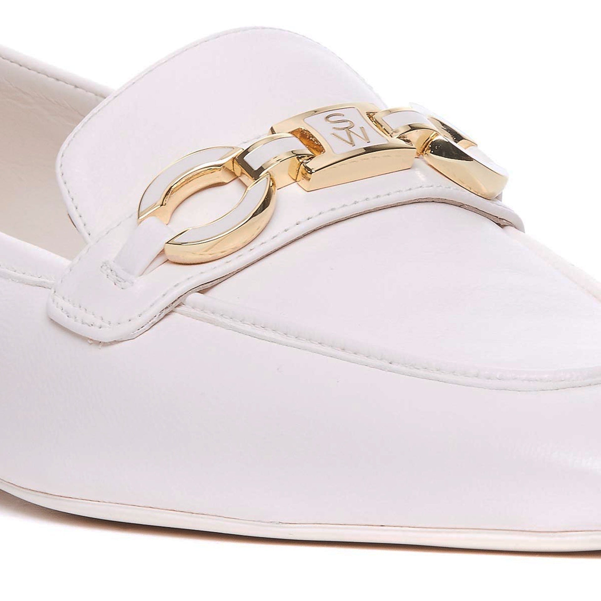Mocassins - Stuart Weitzman Signature Square Leather - Cream