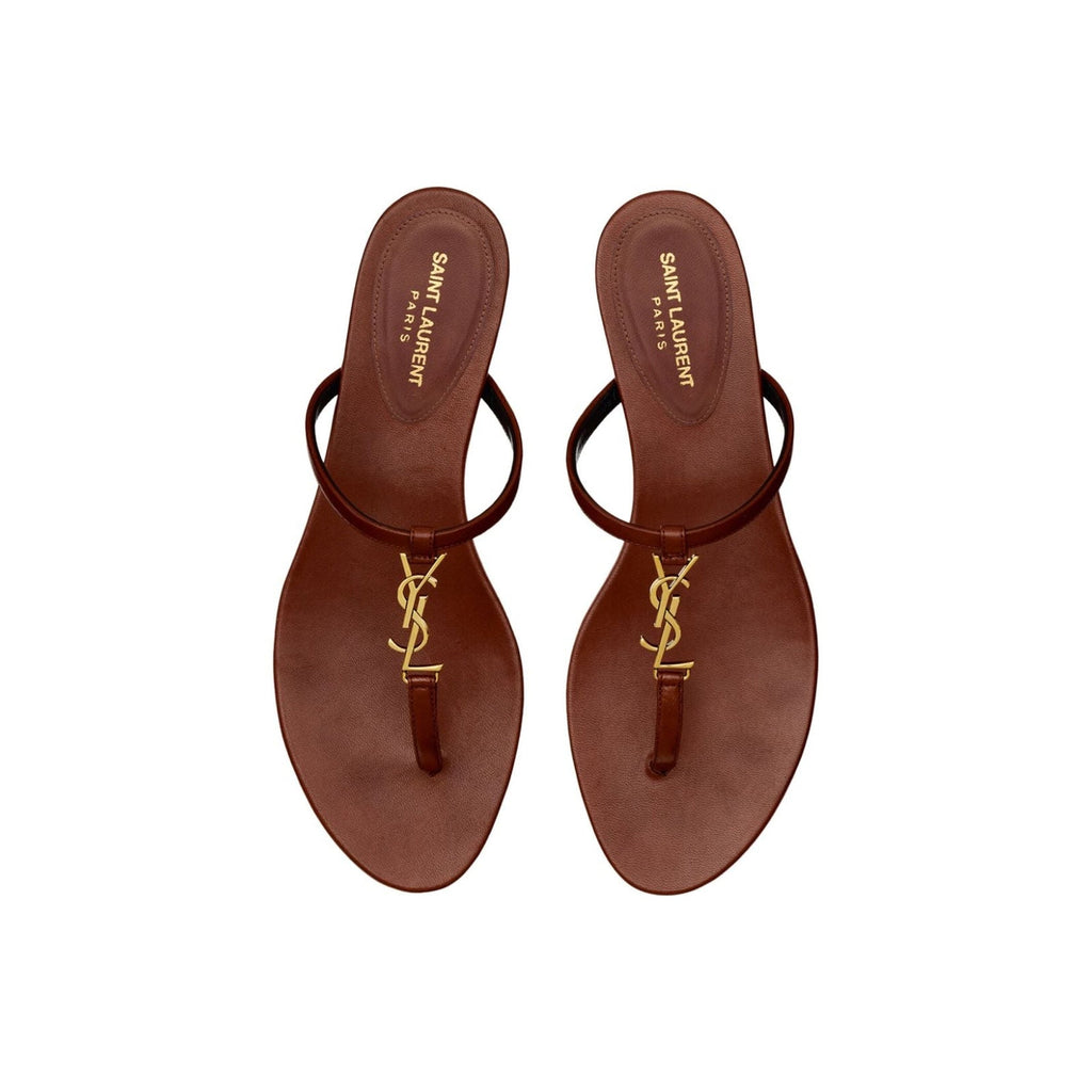 Sandales Saint Laurent Cassandra Leather - Brown - Femme
