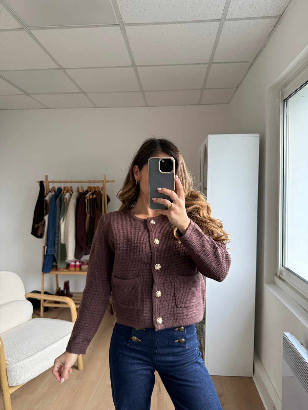 Cardigan À Grosses Mailles Giulia Chocolat