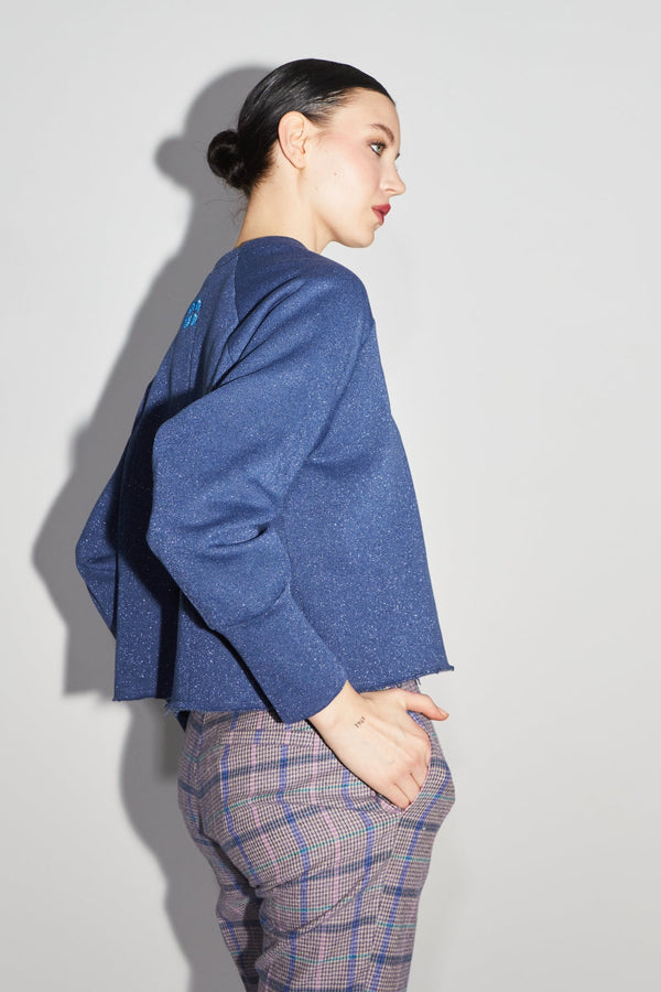Le Sweatshirt Sofia Jersey Lurex Bleu