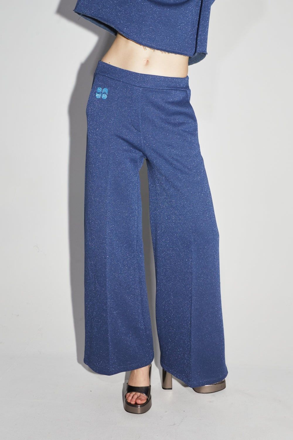 Le Pantalon Neil En Jersey Lurex Bleu