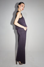 Le Pantalon Charlie En Tricot Léo Mauve