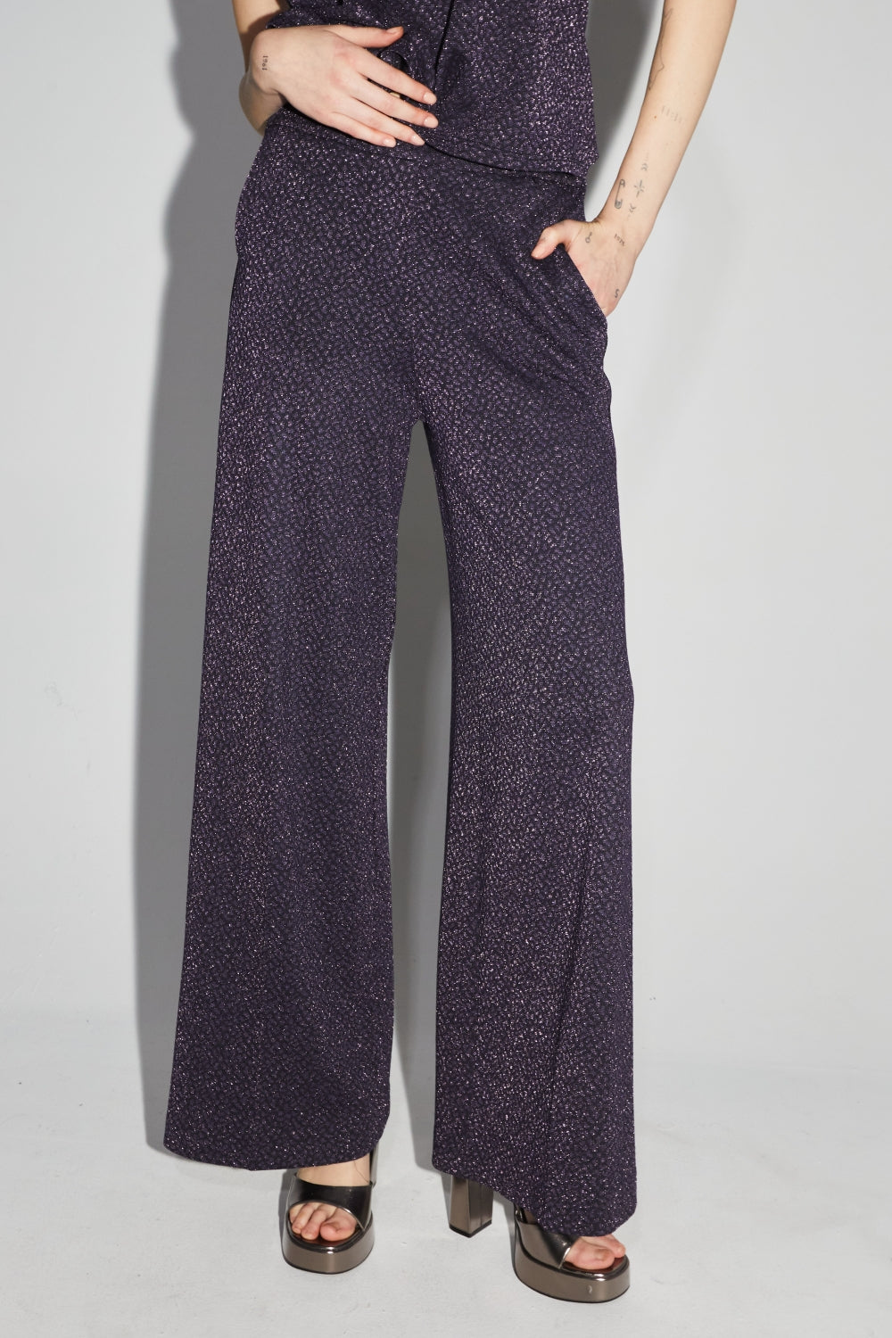 Le Pantalon Charlie En Tricot Léo Mauve