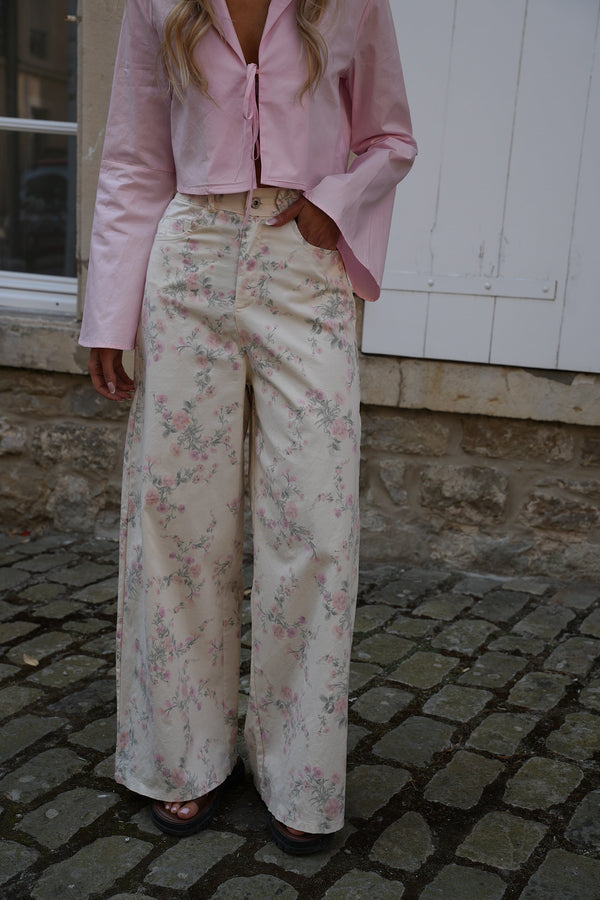 Pantalon Fleuri Misha - Beige