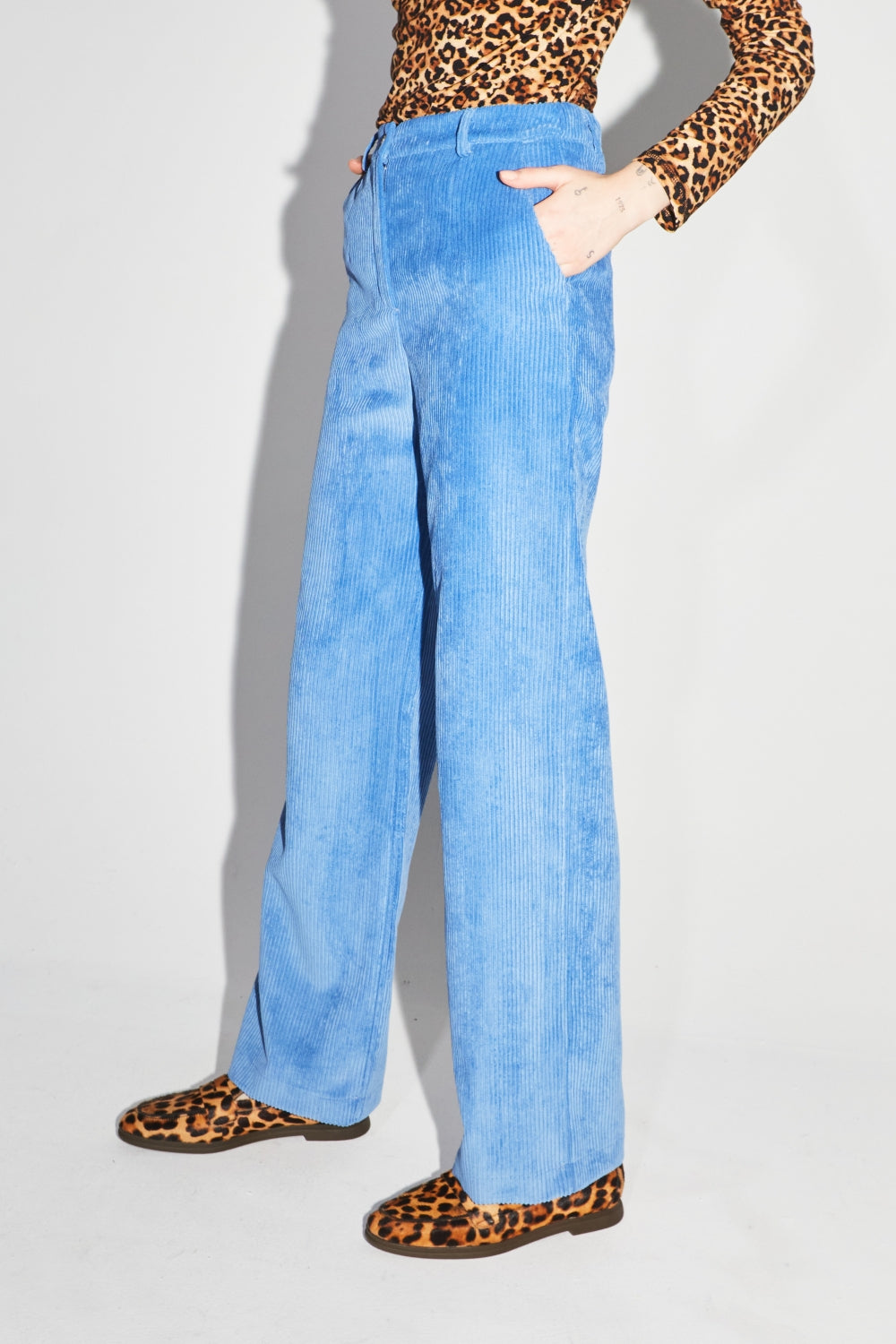 Le Pantalon Yves En Velours Ca´Telé Vintage Bleu