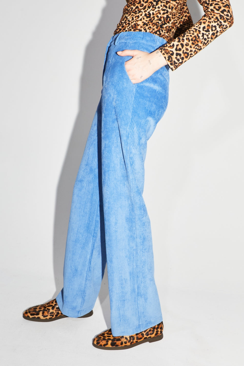 Le Pantalon Yves En Velours Ca´Telé Vintage Bleu